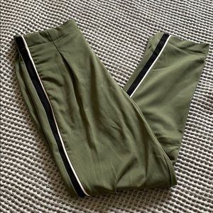 Zara High Waisted Green TRF Pants w Side Stripes S